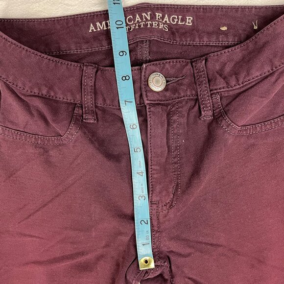 American Eagle Red Burgundy Jegging Size 4 Skinny Leg Low Rise Stretch Denim - Picture 15 of 16